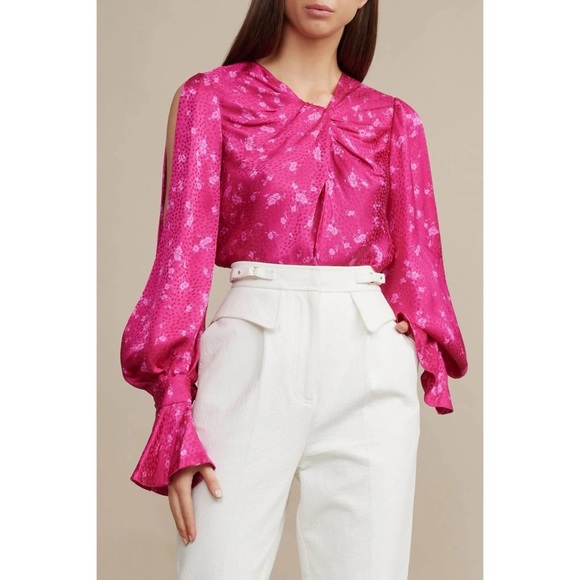 Acler Evanston Satin Blouse In Pink - Picture 1 of 13